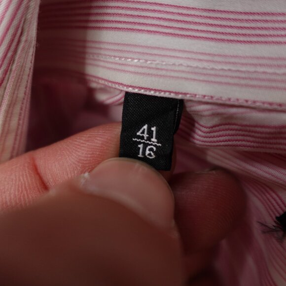 Gucci Shirt Men Large 16/41 Pink White Stripes Button Up Long Sleeve Dress Shir - Picture 11 of 13